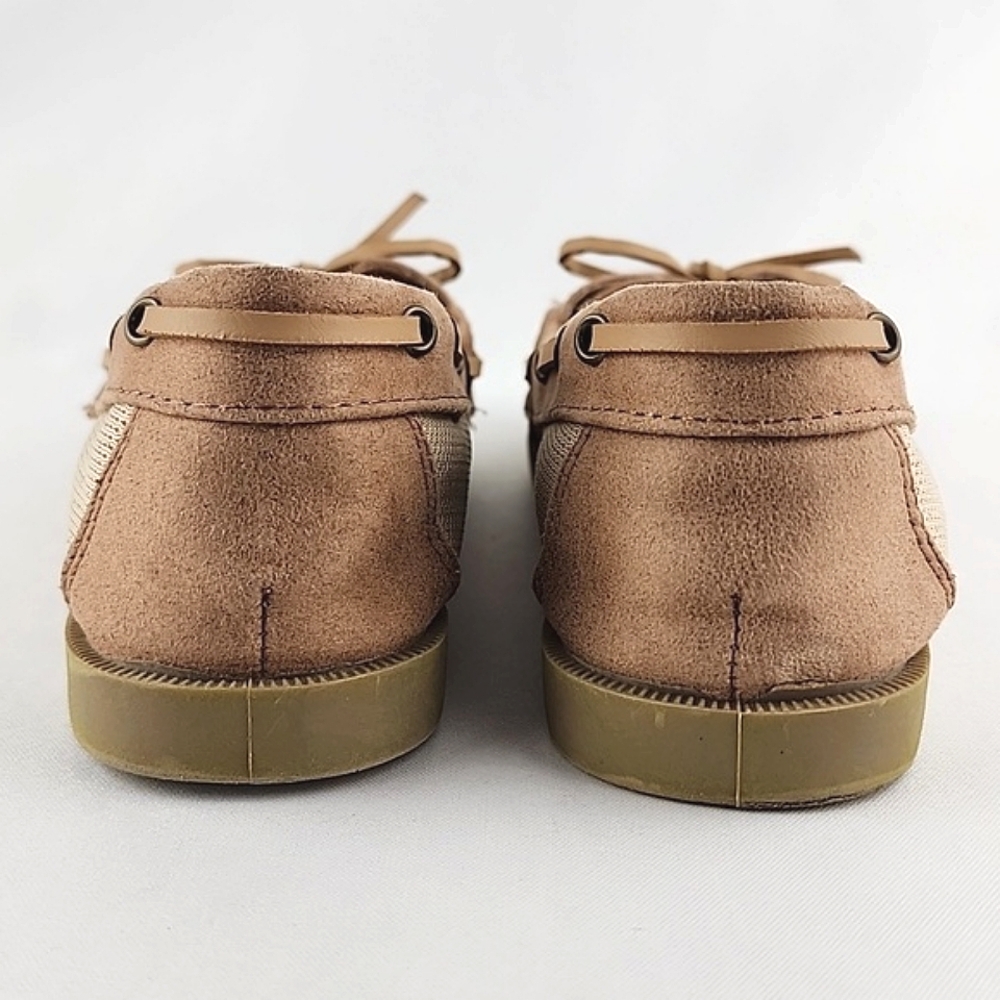 American Eagle Women's Loafer Boat Shoe Tan Textile Faux Suede Size 5.5 - Picture 5 of 16